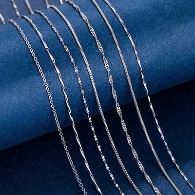 Silver plated neck chain, thin collarbone necklace