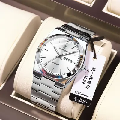 POEDAGAR 930 Men's Watch Ultra-thin Waterproof Quartz Steel Band - 9