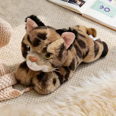 Sitting and Lying Cat Plush Toy, Tabby and Blue Cat Comfort Doll - 12