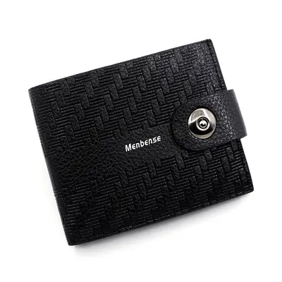 Men's Short Striped Wallet with Magnetic Snap and Coin Pouch, Slim Design - 9