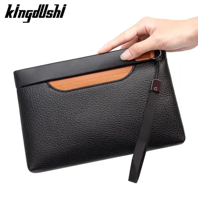 Men's Clutch Bag, Large Capacity Long Wallet, Litchi Pattern - 3