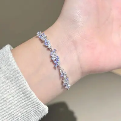 Glisine çiçeği gülümseme bilekliği, kristal, kadın - 3