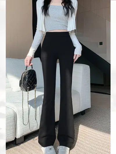 Women's Micro Flare Long Yoga Pants, Autumn Winter - 5
