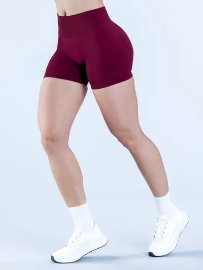 Dikişsiz Düşük Bel Üç Çeyrek Yoga Şortu, Mat Naylon, Kaldırıcı Etkili - 5