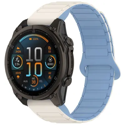 Two-Tone Silicone Strap for Garmin Fenix 5/6/7/8, Magnetic Quick-Release, 20/22/26mm - 13