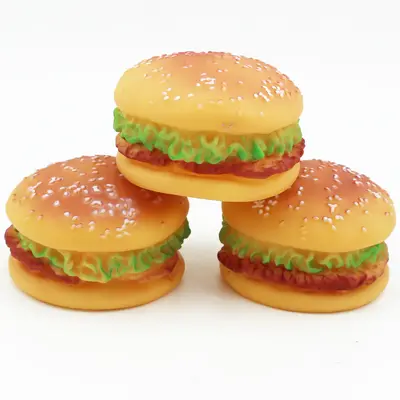 Dog Toy Vinyl Squeaky Simulated Hamburger Chew Toy, Teeth Cleaning Ball Shape - 5