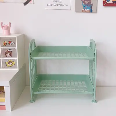 New ins cosmetic jewelry double-layer foldable storage shelf simple home desktop bathroom storage rack storage shelf - 10