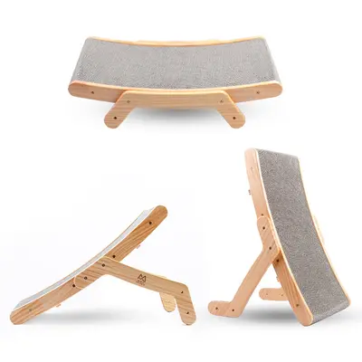 Corrugated Cardboard Cat Scratcher with Transformable Cat Bed and Replaceable Refill