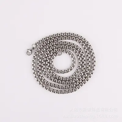 Quadratische Perlen-Halskette aus Titanstahl, quadratische Kette passend, Edelstahlkette, Mais-Charm-Kette, Herren-DIY-Zubehör, europäischer und amerikanischer Stil