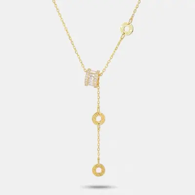 Strass-Anhänger-Halskette, LOVE Dreiring, vergoldet