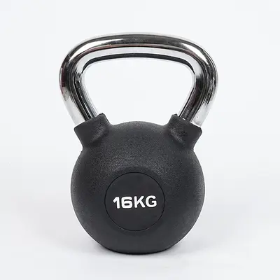 Schwarze gummierte Kettlebell, 4/8/10/16/24 KG, mit Griff - 13