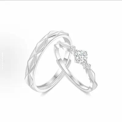 999 Silver Couple Ring Wrapped Design Adjustable Open - 5