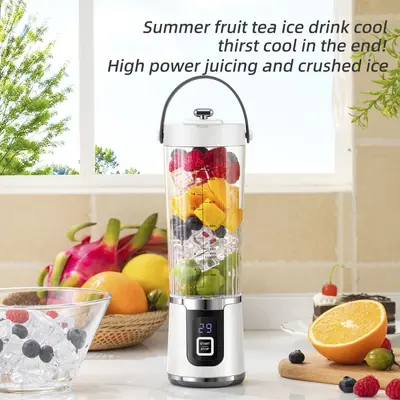 Wiederaufladbarer tragbarer Entsafter, Eiszerkleinerung, 10 Klingen, Reisebecher