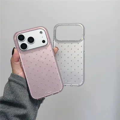 Double Layer Phone Case for iPhone 17 Pro Max, Small Polka Dot