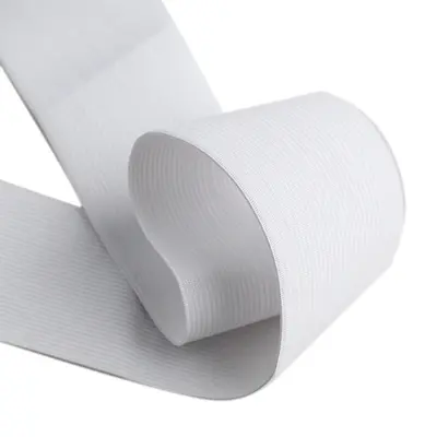 Black and White Edge-Stitched Colored Waistband Elastic Band, Flat Wide, High Stretch - 5