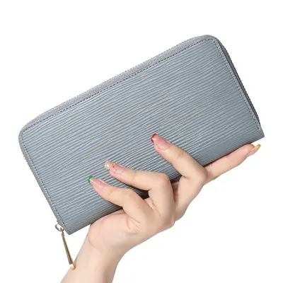 Men's Wallet with Water Ripple Pattern, Long Zipper, Unisex Clutch - 6