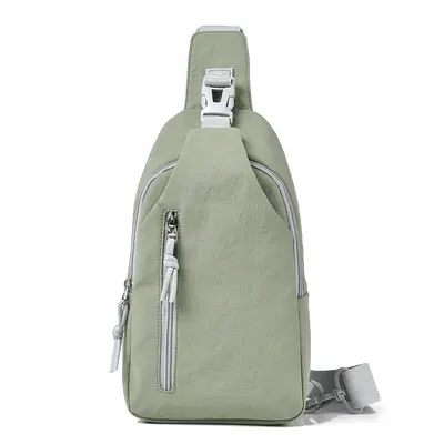 Women's chest bag, multi-compartment crossbody mini backpack, nylon - 11