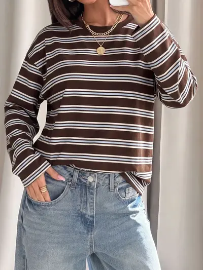 Women's Backless Tie-Up Long-Sleeve Top, Loose Drop-Shoulder Fit, Autumn Winter