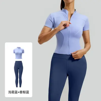 Juyitang High-Stretch Yoga Set with Stand-Collar Jacket for Women - 8