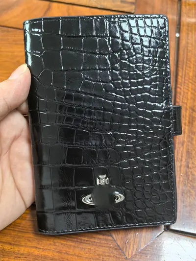 Pasaport cüzdanı, krokodil deseni, hakiki deri, ultra ince - 5