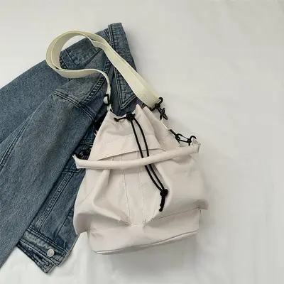 Women's Bucket Bag, Large Capacity Single-Shoulder, Korean Style - 8