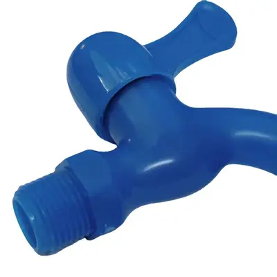 Plastic Outdoor Faucet, Ceramic Cartridge, Blue Beige