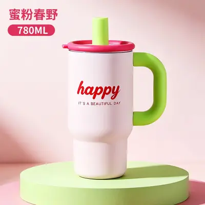 Large Capacity Insulated Cup with Straw, Dual Drinking Cup for Women - 11