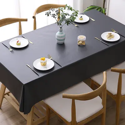 Waterproof PVC Tablecloth, Oil-Resistant, Solid Color, Rectangular and Round - 11