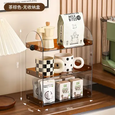 Cosmetics storage rack, desktop, with cup and tea bag compartments - 8