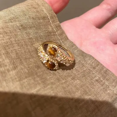 Çevre dostu Maillard kaplan gözü taşı açık yüzük niş çok yönlü tasarım şık üst düzey takı seti