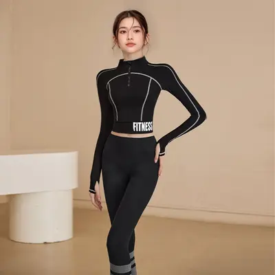 Damen Yoga-Set, langärmlig, eng anliegend - 7