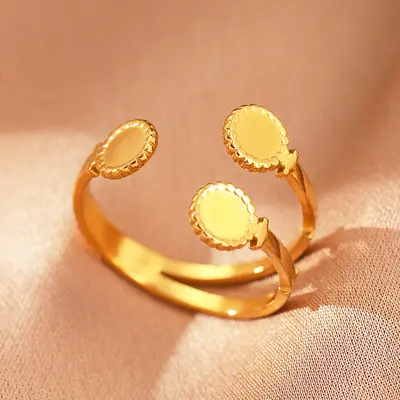 Bohemian-Stil Edelstahl offener Ring Persönlichkeit Damen Hip-Hop-Linie Titanstahl Ring Großhandel - 12
