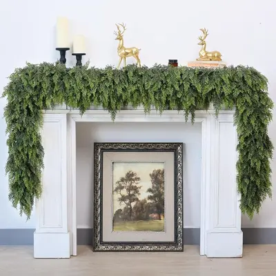 Norfolk Çamı Çelenk, Yapay Rattan Noel Dekorasyon Çelengi