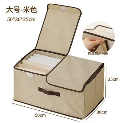 Underwear storage box, foldable, double lid - 8