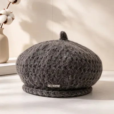 Korean-Style Knit Beret, Solid Color, Women's Winter Hat - 9
