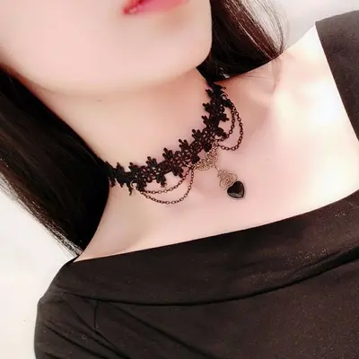 Sınır ötesi aksesuarlar kadın boyun bandı saray gotik seksi gerdanlık dantel kolye gerdanlık köprücük kemiği zincir kolye retro - 13