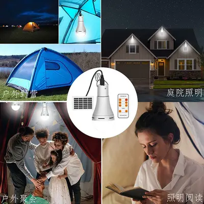 9W Solar Rechargeable LED Bulb with 3-Level Dimming and USB Charging