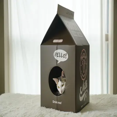 MISSPET Milchkarton-Katzenkratzbrett, Wellpappe-Katzenhaus - 8