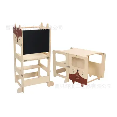Wooden Learning Tower with Chalkboard, 3-in-1 Kids Stool