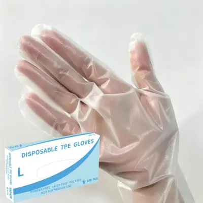 Thickened Disposable TPE Gloves, Oil-Resistant Transparent - 8