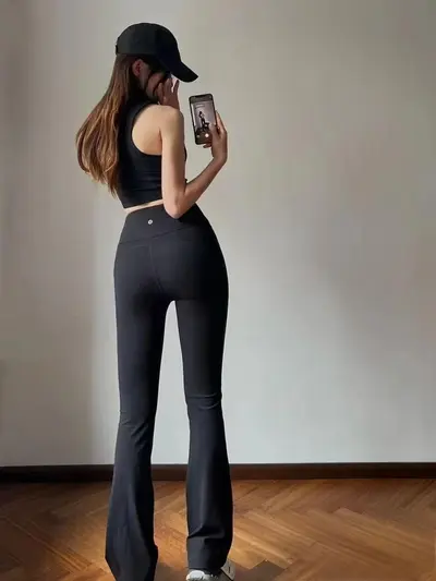 Lulu Original Label Groove Micro-Flare Yoga Pants High Waist Butt-Lifting Pilates Bare-Feel Skin-Friendly Versatile Slim-Fit Slimming Women - 5