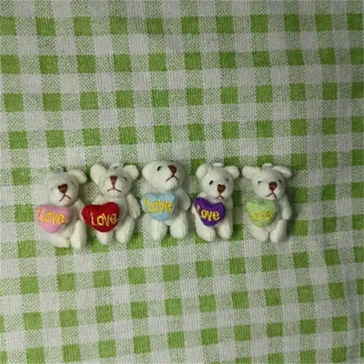 Mini plush bear, 3.5-4.5 cm, jointed, black/white - 11