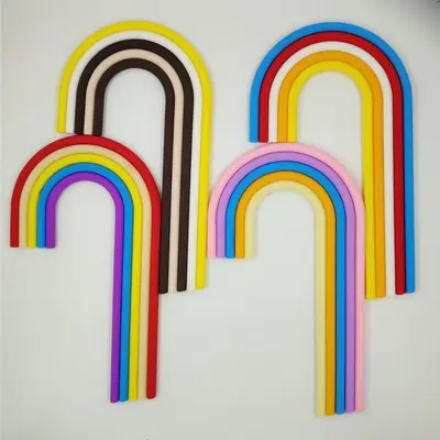 Arch Cake Decoration with Rainbow Soft Rubber Figurine, Red Pink Forest Theme