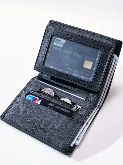Men's Genuine Leather Trifold Wallet, RFID Blocking - 3