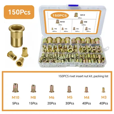 430pcs Metric Rivet Nut Kit with Manual Rivet Nut Gun - 7