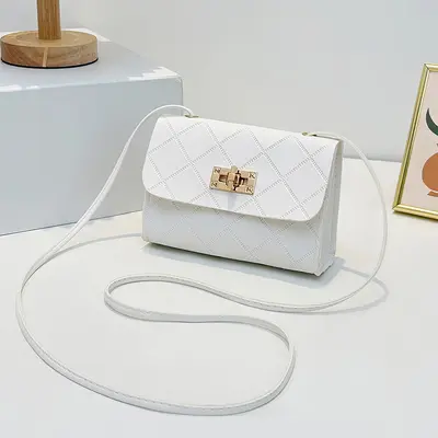 2024 New Diamond Embossed Locked Crossbody Small Square Bag Daily Simple Coin Purse Fashion Small Bag Dropshipping - 10