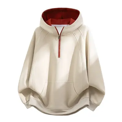 Men's Hooded Sweatshirt, Half-Zip, Cotton, Autumn-Winter