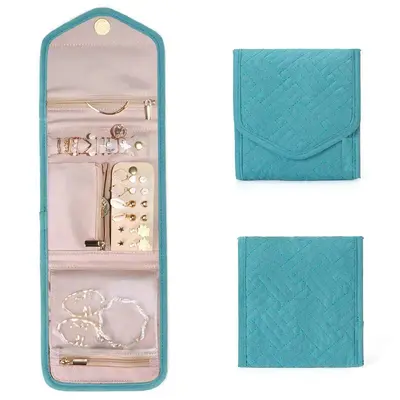 Schmuckkasten, tragbarer Reise-Schmuckkasten, Schmuckbox, faltbare Tasche, multifunktionale Halskette, Ohrringe, Schmucktasche - 9