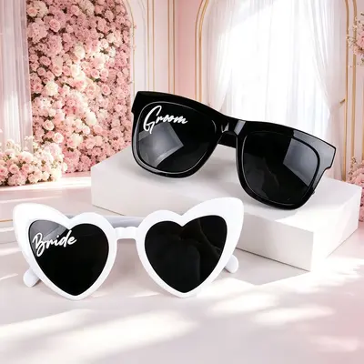 Bride&Groom Wedding Party Glasses, Photo Prop