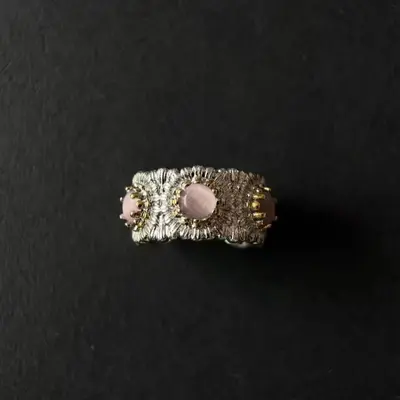 Italian design daisy flower ring, colorful gemstone, vintage style for women